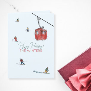 Watercolor Skiing Thank You Card