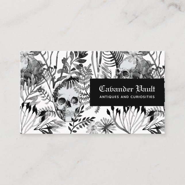 Watercolor Skull Garden Business Card (Front)