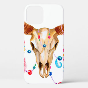 Watercolor skull iaolated on white iPhone 12 case