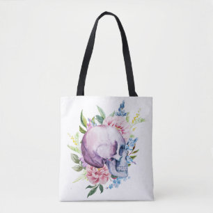 Watercolor Skull 'n Flowers Classic Tote Bag