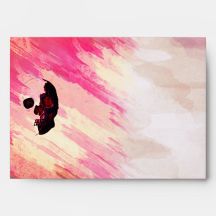 Watercolor Skull Pink Painted Halloween Art Envelope