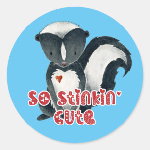 Watercolor skunk classic round sticker
