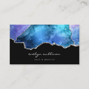 watercolor sky agate on black business card