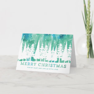 Watercolor Sky Aunt & Uncle Christmas Holiday Card