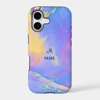 Watercolor Sky Blue Clouds Monogram Personalised