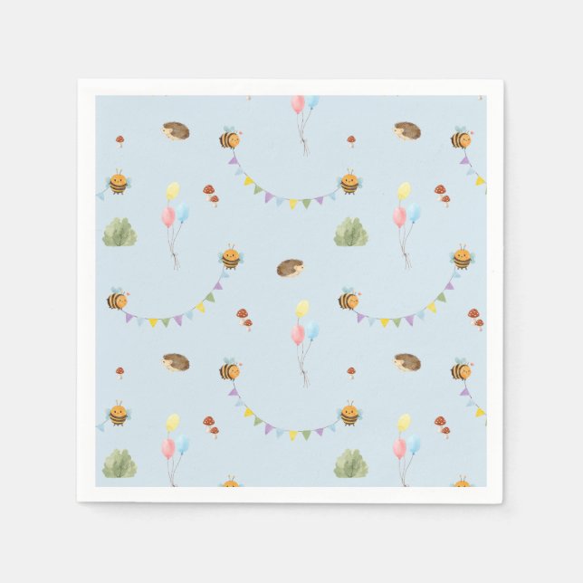 Watercolor sky blue  napkin (Front)