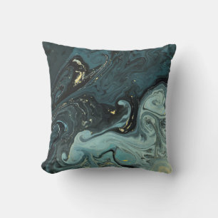 Watercolor Slate Blue Water Swirl  Cushion