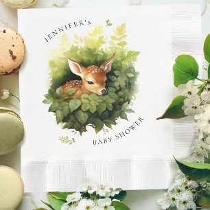 Watercolor Sleeping Deer Baby Shower Napkin