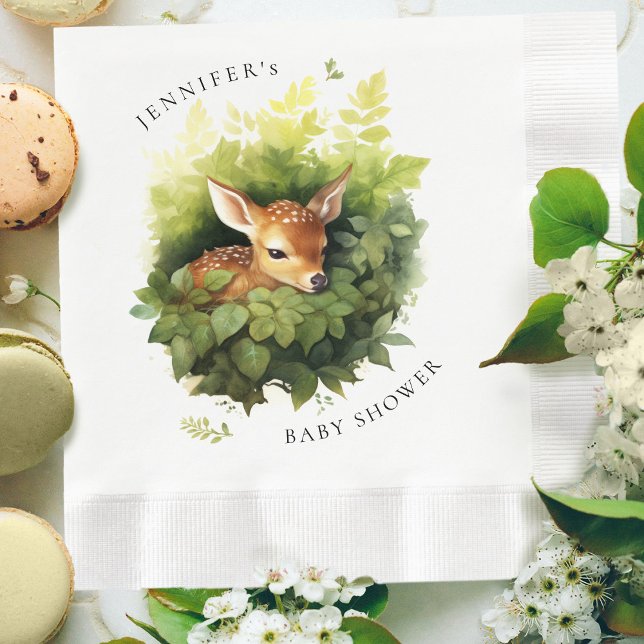 Watercolor Sleeping Deer Baby Shower Napkin (Creator Uploaded)