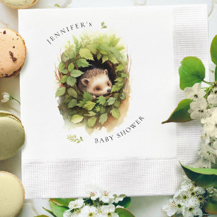 Watercolor Sleeping Hedgehog Baby Shower Napkin