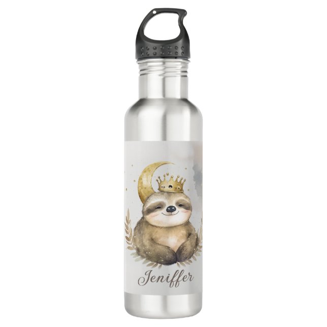 Watercolor Sloth Moon Crown                        710 Ml Water Bottle (Front)