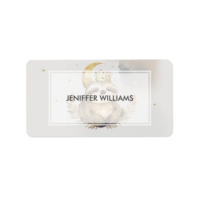 Watercolor Sloth Moon Crown                        Label (Front)