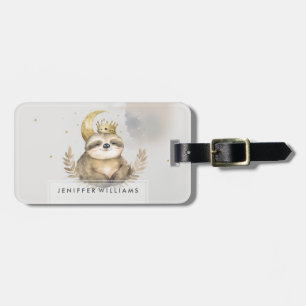 Watercolor Sloth Moon Crown                        Luggage Tag