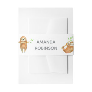 Watercolor Sloth themed Baby Shower Invitation Belly Band
