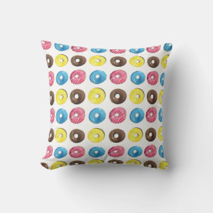 Watercolor small doughnuts, seamless pattern. cushion