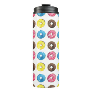 Watercolor small doughnuts, seamless pattern. thermal tumbler
