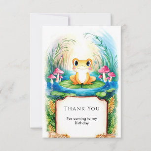 Watercolor Small Frog Birthday Thank You Card