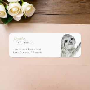 Watercolor Smiling Sloth Return Address Label