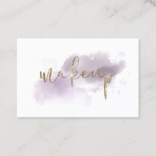 Watercolor Smokey Amethyst and Gold Makeup Business Card