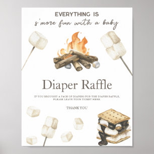 watercolor s'more baby shower diaper raffle  poster