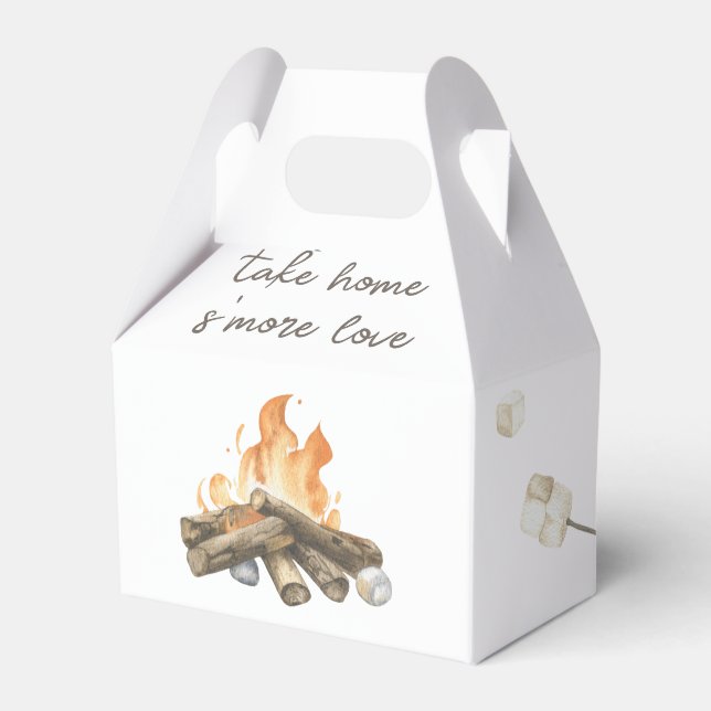 Watercolor S'more Campfire 1st Birthday Favour Box (Front Side)