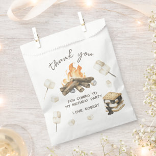 Watercolor S'more Campfire 1st Birthday Thank you Favour Bag