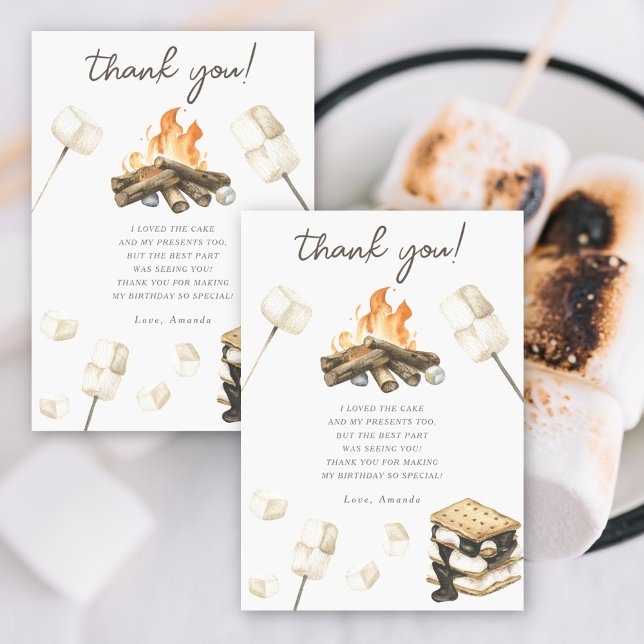 Watercolor S'more Fun Birthday Thank you (Creator Uploaded)