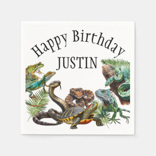 Watercolor Snake Birthday Reptile Napkin