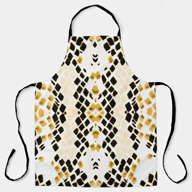 Watercolor Snakeskin: Grunge Exotic Pattern Apron (Front)