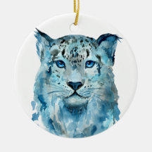 Watercolor Snow Leopard