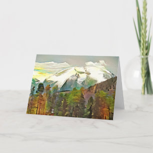 Watercolor Snow Mountain Art Card