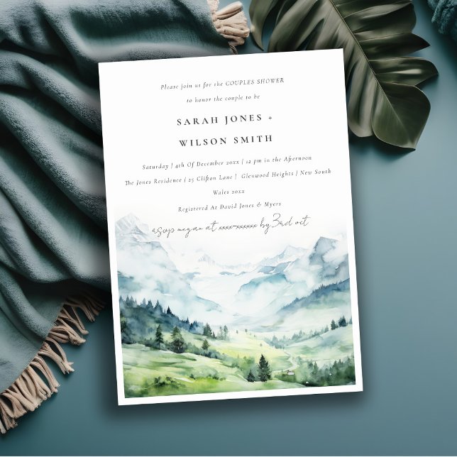 Watercolor Snow Mountain Landscape Couples Shower Invitation (Creator Uploaded)