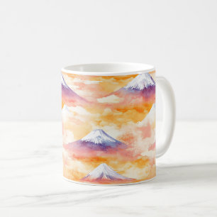 Watercolor Snow Mountains Orange Twilight Scene Coffee Mug