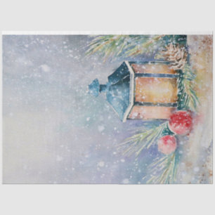 Watercolor Snow Night Lamp Fir Bauble Christmas  Tissue Paper