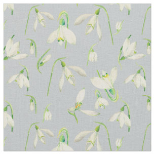 Watercolor Snowdrops Pattern Fabric
