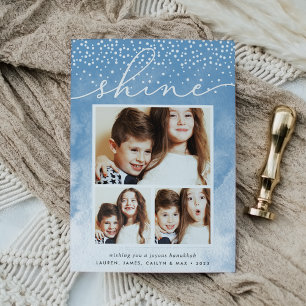 Watercolor Snowfall   Hanukkah Photo Collage Card