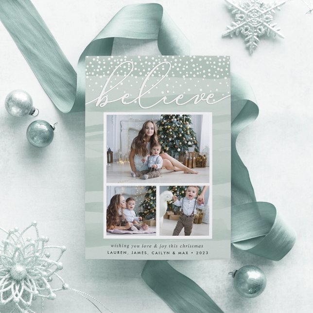 Watercolor Snowfall | Holiday Photo Collage Card (Creator Uploaded)