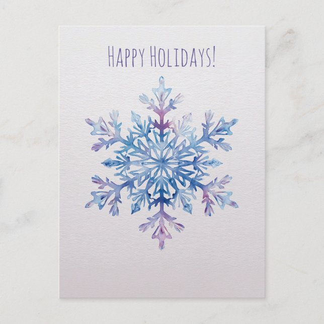  Watercolor snowflake Christmas Holiday Card (Front)