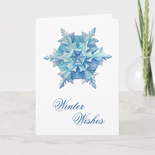 Watercolor Snowflake Holiday Card (Front)