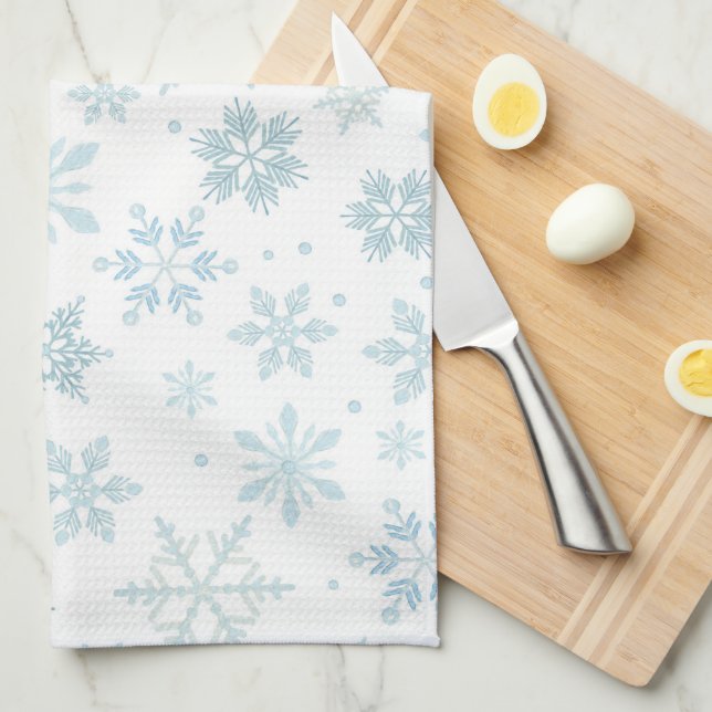 Watercolor Snowflake Kitchen Tea Towel (Quarter Fold)