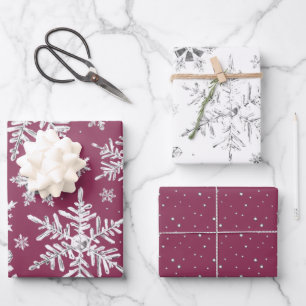 Watercolor Snowflake Wrapping Paper Sheets