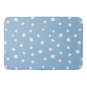 Watercolor Snowflakes Blue Pattern Bath Mat