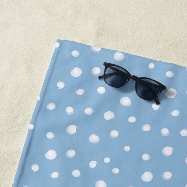 Watercolor Snowflakes Blue Pattern Beach Towel (In Situ)