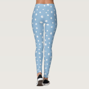 Watercolor Snowflakes Blue Pattern Leggings