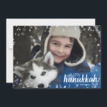 Watercolor Snowflakes Hanukkah Holiday Photo Card<br><div class="desc">Stylish and cute Hanukkah Holiday Photo Card is perfect for all your friends and family this holiday season. Features blue watercolor clouds with white stars and snowflakes on both sides. Customise the text with your family name and the year and swap out the picture for a photo of your kids,...</div>