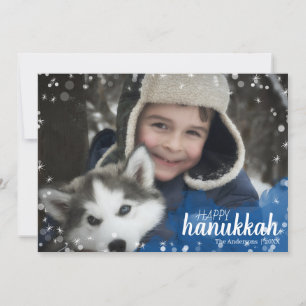 Watercolor Snowflakes Hanukkah Holiday Photo Card