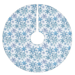 Watercolor Snowflakes Pattern Brushed Polyester Tree Skirt