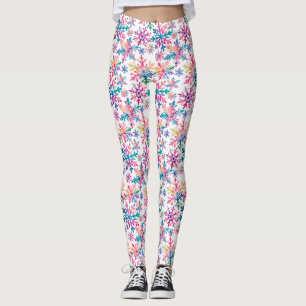 Watercolor Snowflakes Pattern Leggings