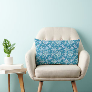Watercolor Snowflakes Pattern Lumbar Cushion