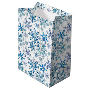 Watercolor Snowflakes Pattern Medium Gift Bag
